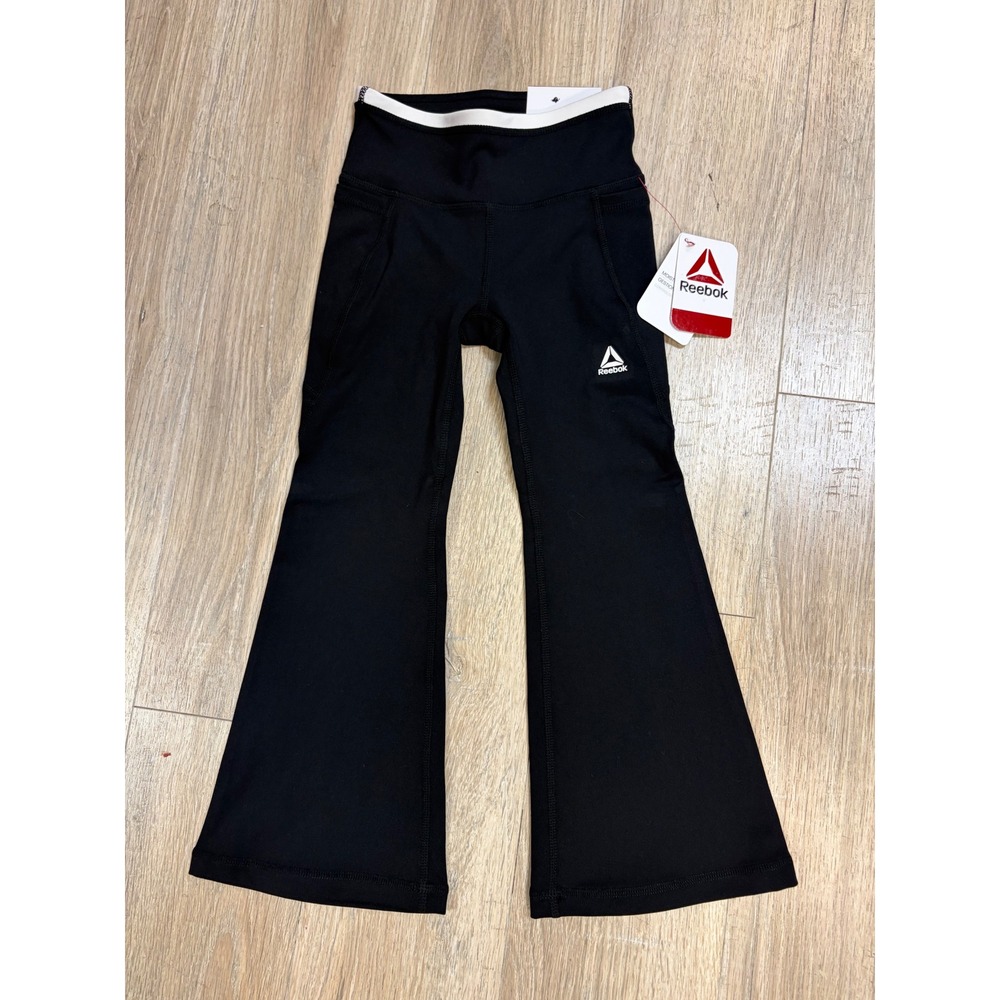 Reebok Girls Black Flare Legging Athletic Pants XS 4/5 NWT